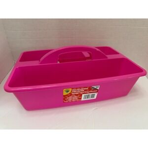 Teaching Tree Pink Multipurpose Organizer Caddy 3 Compartment Plastic Tote